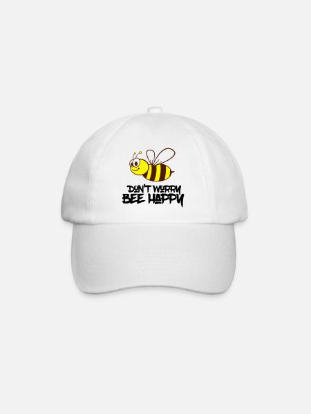Bee happy - Baseball Cap - white/white