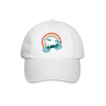 Einhorn Skateboard Longboard Regenbogen - Baseballkappe - Weiß/Weiß - Vorne