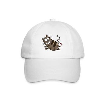 Lustige Katze pupst Herzen - Katzen - Geschenk - Baseballkappe - Weiß/Weiß - Vorne