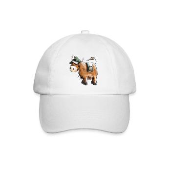 Bulle als Polizist - Polizei - Tiere - lustig - Baseballkappe - Weiß/Weiß - Vorne