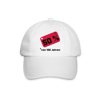 50% ... 100 years - Baseball Cap - white/white - Front