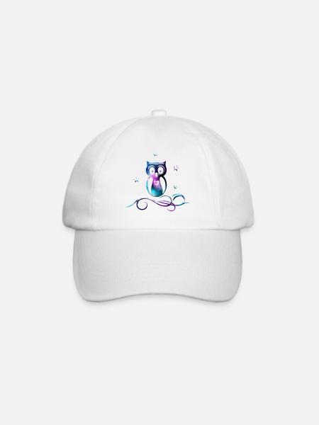 Galaxy Eule mit Sternen, Herz und Tribal - Baseballkappe - Weiß/Weiß