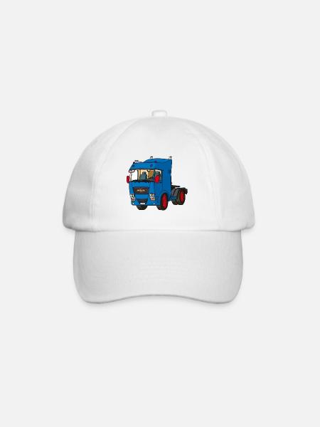 Blaue Zugmaschine - Baseballkappe - Weiß/Weiß