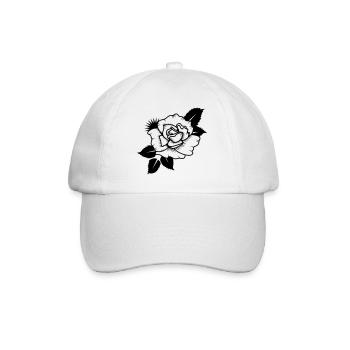 Abstrakte Rote Rose Minimalistische Floral Grafik - Baseballkappe - Weiß/Weiß - Vorne