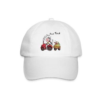 Tuck Tuck Kuh fährt Schwein - Baseballkappe - Weiß/Weiß - Vorne