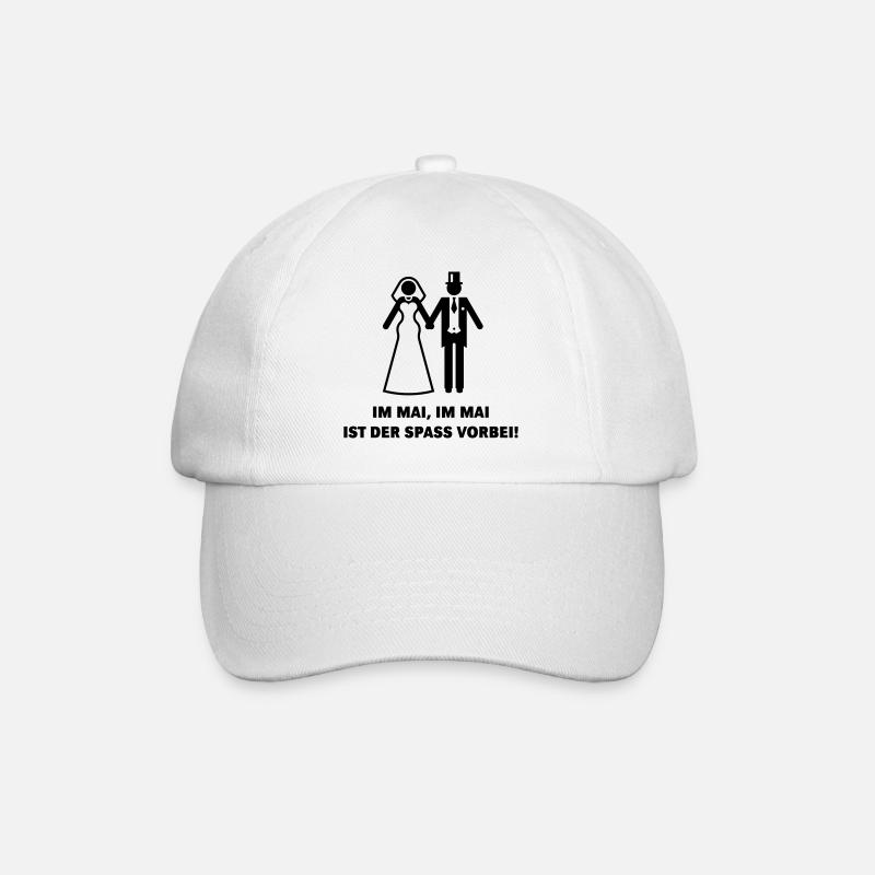 Im Mai, Im Mai Ist Der Spaß Vorbei! (Hochzeit JGA) - Baseballkappe - Weiß/Weiß