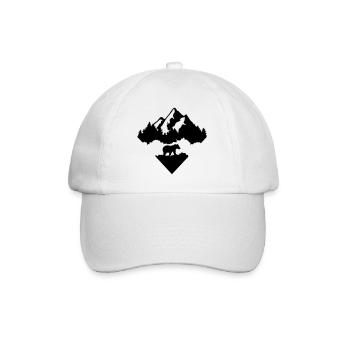 Bear, Forest and Mountains - Baseball Cap - white/white - Front