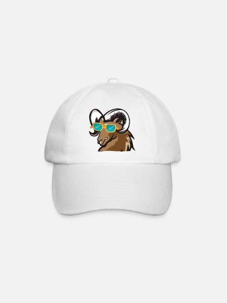 Ram with sunglasses - Baseball Cap - white/white