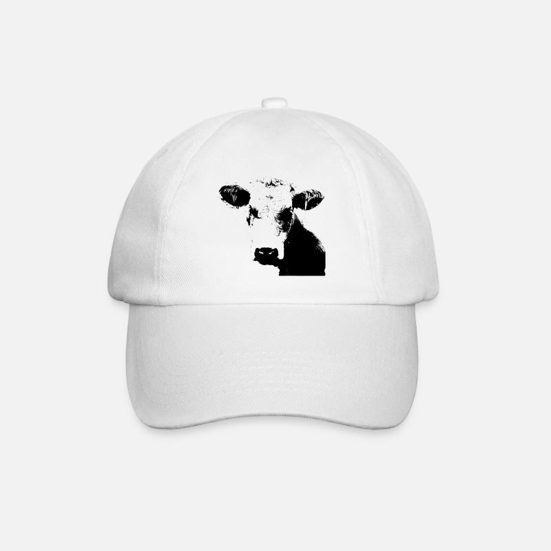 Kuh schwarz Rind Kühe Rinder Kuhkopf Geschenk - Baseballkappe - Weiß/Weiß
