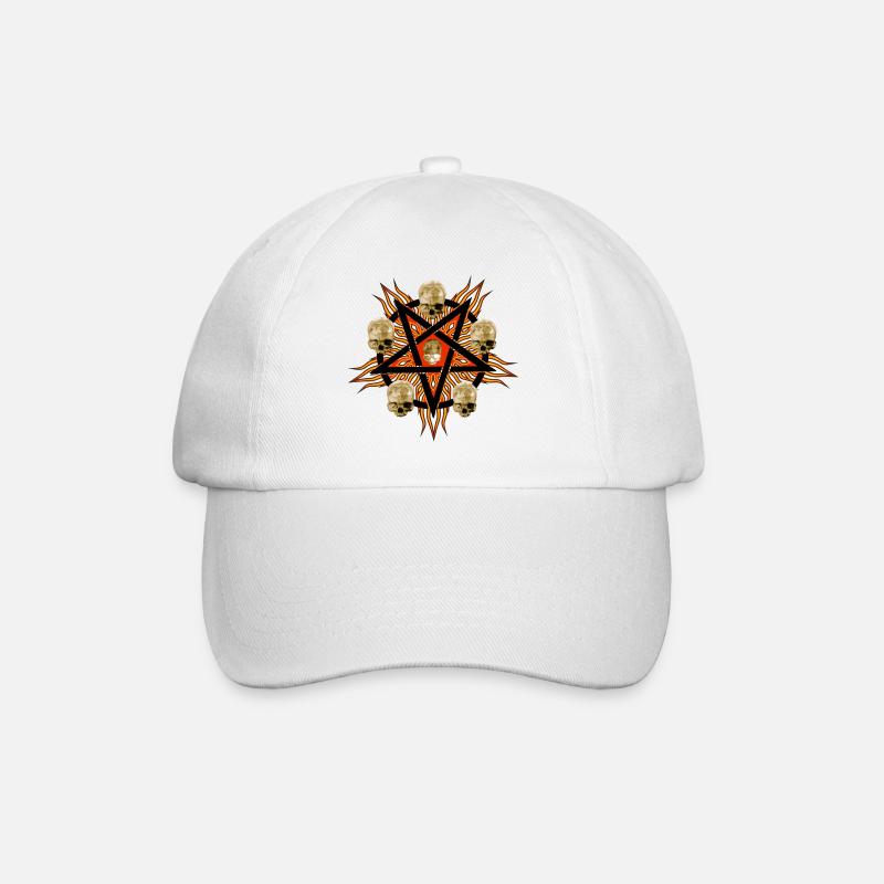 Pentagram with skulls - Baseball Cap - white/white