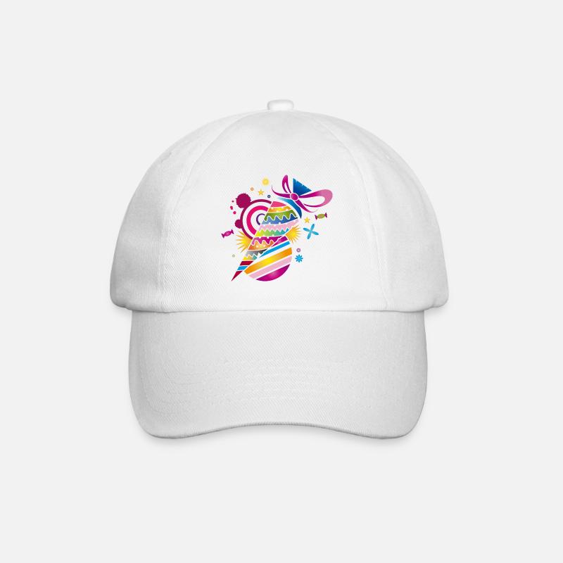 kunterbunte gemusterte Schultüte zur Einschulung - Baseballkappe - Weiß/Weiß