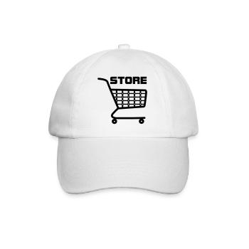 Shopping cart with text STORE - Baseball Cap - white/white - Front