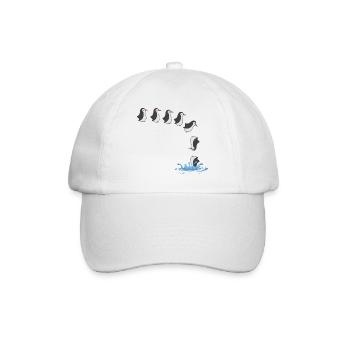 penguin tshirt - Baseball Cap - white/white - Front