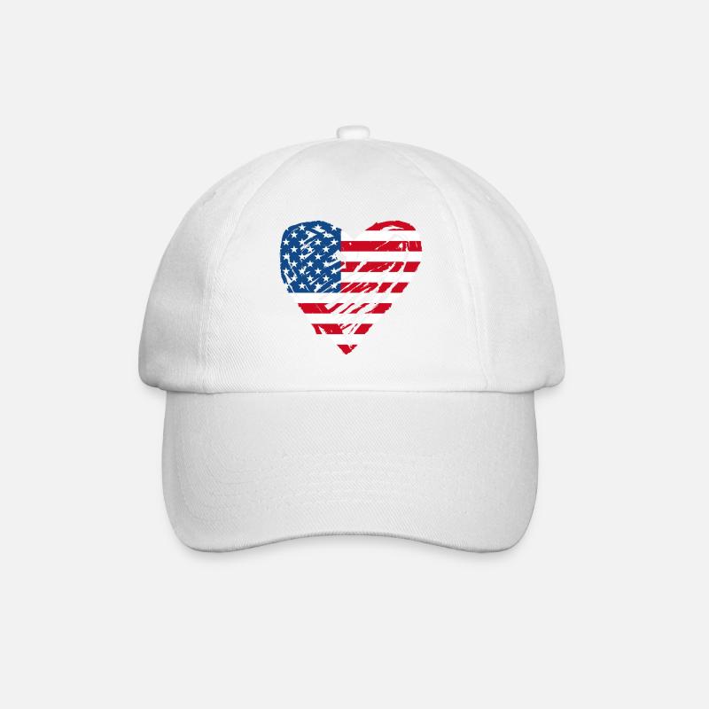 USA Heart - Baseball Cap - white/white