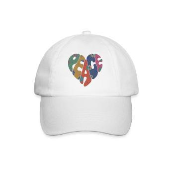 Bunte Friedensblume Herz für Männer Frauen & Kinder - Baseballkappe - Weiß/Weiß - Vorne