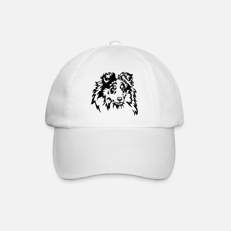 Sheltie Kopf - Baseballkappe - Weiß/Weiß