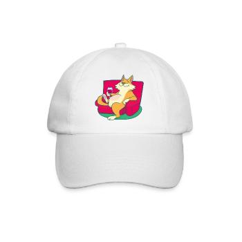 Happy cat boit du vin - Casquette classique - blanc/blanc - Devant