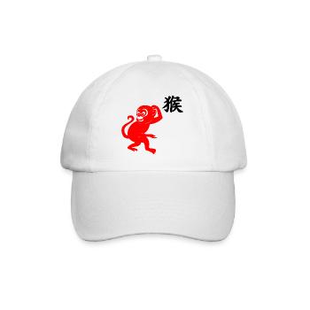 Chinese character red monkey with monkey image - Baseball Cap - white/white - Front