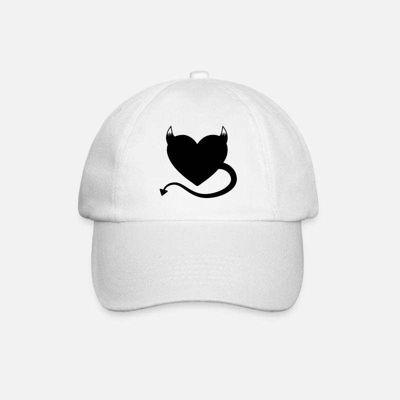 Teufelsherz Schwarz - Baseballkappe - Weiß/Weiß