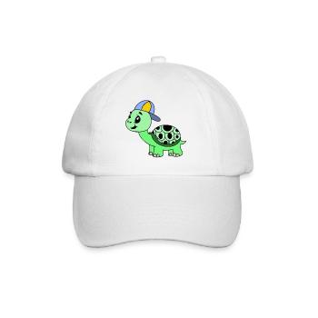 Kuschelige Schildkröte mit Cap - Baseballkappe - Weiß/Weiß - Vorne