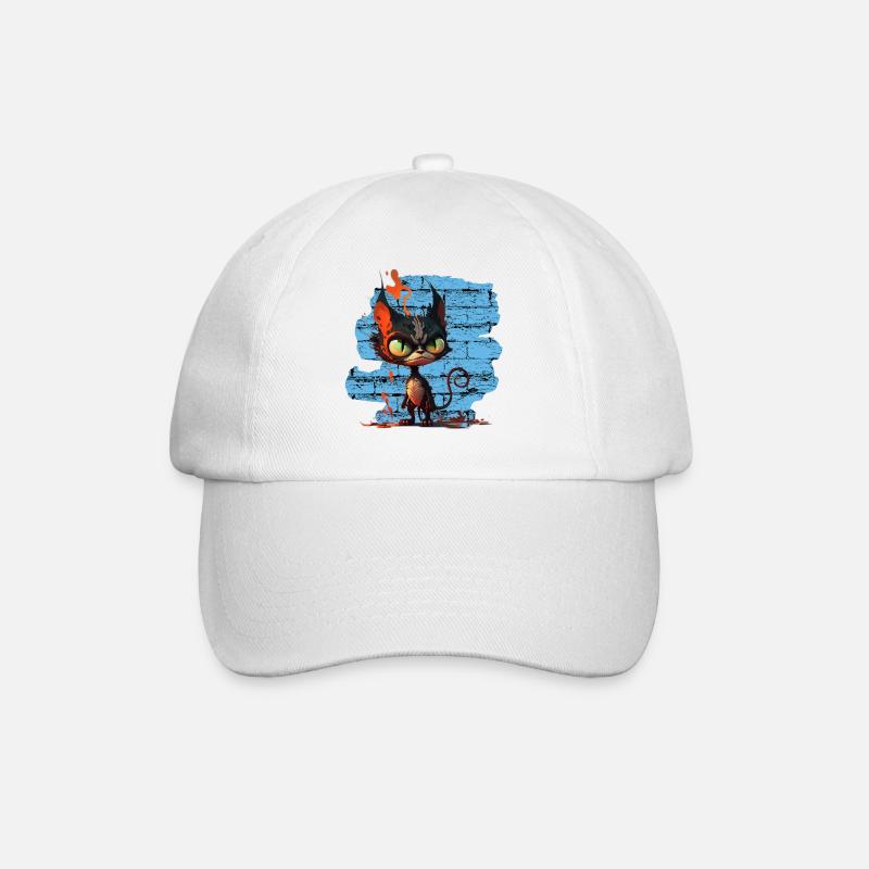 Lustige Katze - Baseballkappe - Weiß/Weiß