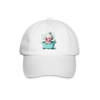 Mignon jeune chien dans la baignoire - Casquette classique - blanc/blanc - Devant