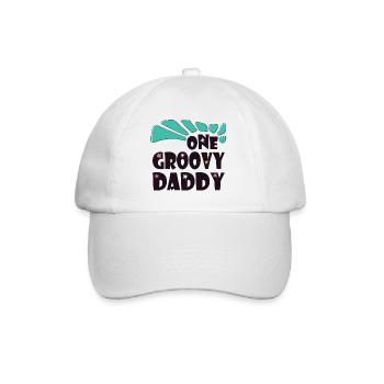 Ein grooviger Papa, Ein toller Papa - Baseballkappe - Weiß/Weiß - Vorne