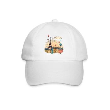 Paris France City Skyline Tour Eiffel Art - Casquette classique - blanc/blanc - Devant