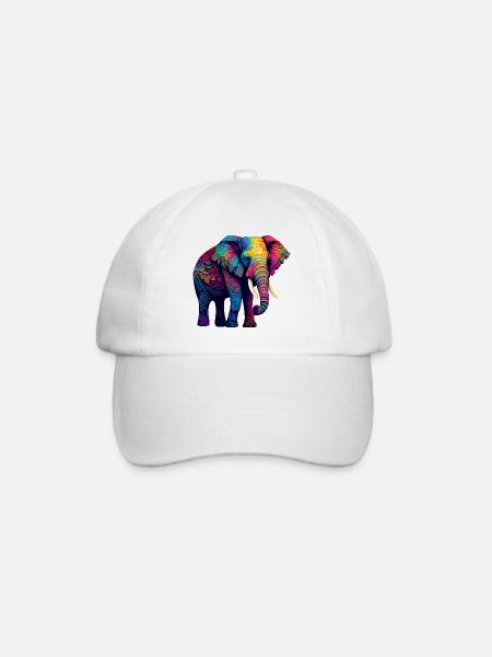 Bunter Elefant - Baseballkappe - Weiß/Weiß