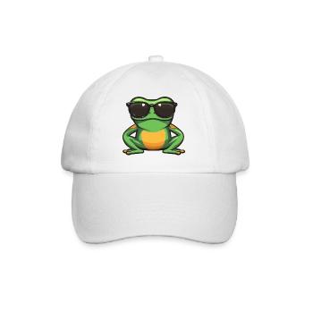Frosch mit Sonnenbrille - Baseballkappe - Weiß/Weiß - Vorne