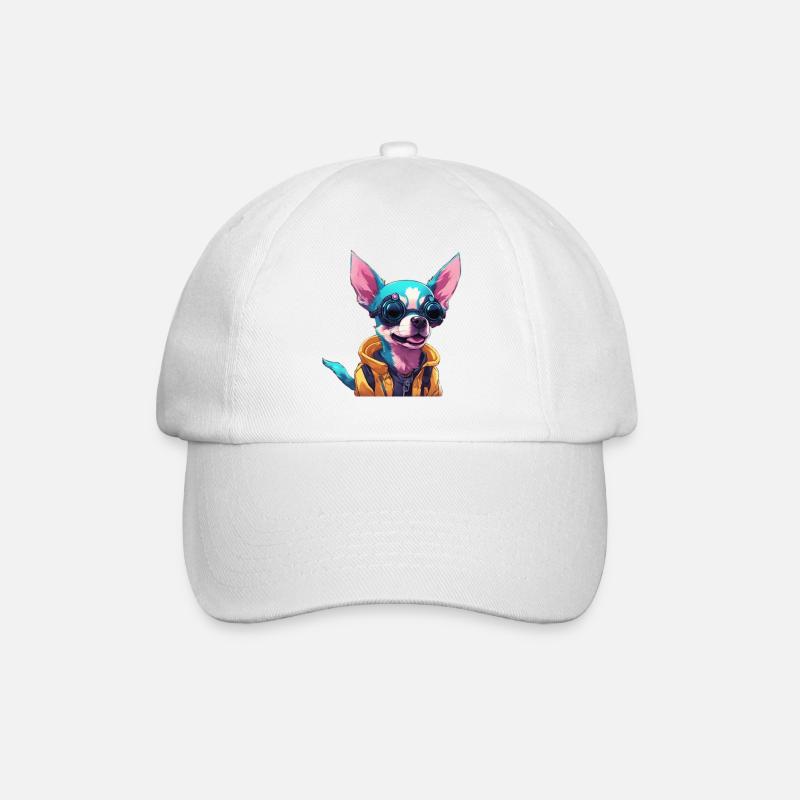 TechTails // Cyberpunk Hund - Baseballkappe - Weiß/Weiß