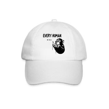 EVERY HUMAN ... | Thinking ape Banksy Style - Baseball Cap - white/white - Front
