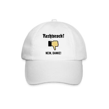 Rechtsrock? Nein, Danke! (Gegen Rechts / P / 3C) - Baseballkappe - Weiß/Weiß - Vorne