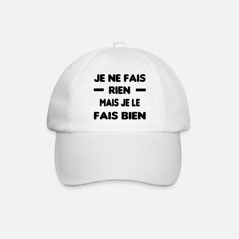 Je fais rien mais je le fais bien - Casquette classique - blanc/blanc