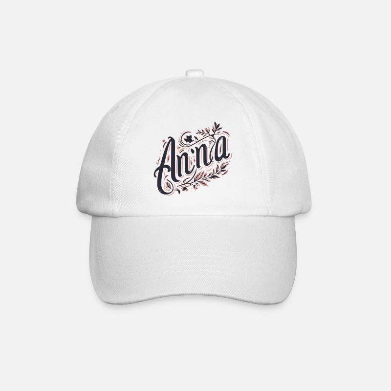 Anna Name Floral - Baseballkappe - Weiß/Weiß