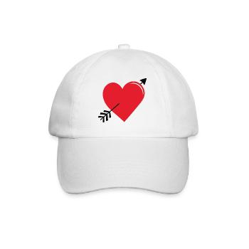 Red Love heart with arrow - Baseball Cap - white/white - Front