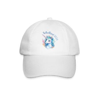 Schulkind 2024 Einhorn Einschulung Schule Schüler - Baseballkappe - Weiß/Weiß - Vorne