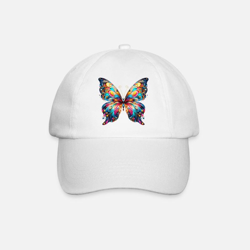 Schmetterling - Baseballkappe - Weiß/Weiß