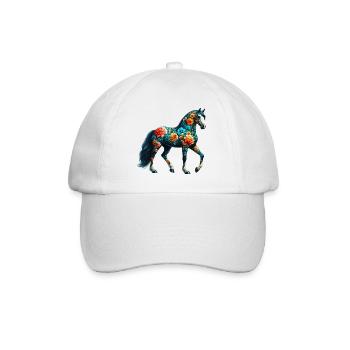 Cheval décoré de fleurs - Casquette classique - blanc/blanc - Devant