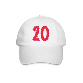 20. 20 ANS. 20e ANNIVERSAIRE. ANNIVERSAIRE 20 ANS. - Casquette classique - blanc/blanc - Devant