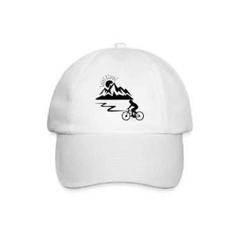Cycliste avec des montagnes en arrière-plan et le soleil qui disparaît - Casquette classique - blanc/blanc - Devant