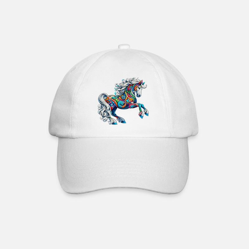 Pferd - Baseballkappe - Weiß/Weiß