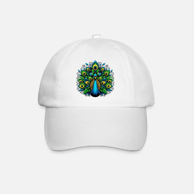 Pfau - Baseballkappe - Weiß/Weiß