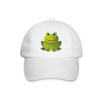 Lustiger Grüner Frosch - personalisierbar - Baseballkappe - Weiß/Weiß - Vorne