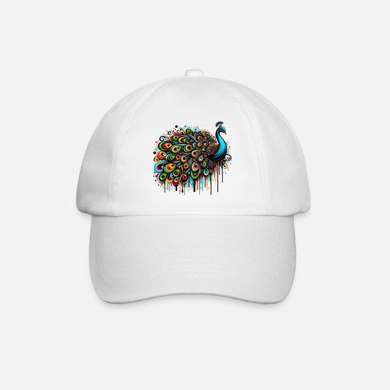 Pfau - Baseballkappe - Weiß/Weiß