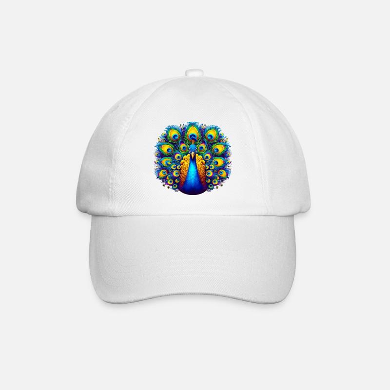 Pfau - Baseballkappe - Weiß/Weiß