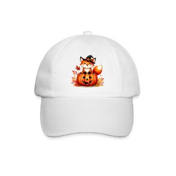 Halloween-Fuchs im Kürbis:Süßer Gruselspaß - Baseballkappe - Weiß/Weiß - Vorne