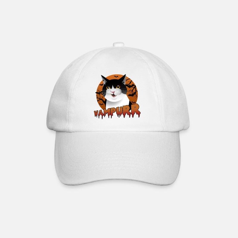 Vampurr: Die schnurrfektive Halloween-Katze mit Biss - Baseballkappe - Weiß/Weiß