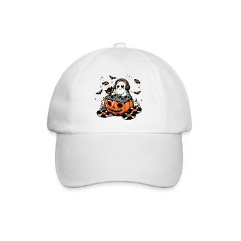 Joyeux fantôme d’Halloween en tant que DJ sur une citrouille - Casquette classique - blanc/blanc - Devant