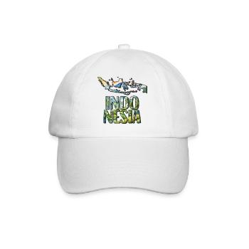 Aquarell Landkarte Indonesien - Baseballkappe - Weiß/Weiß - Vorne